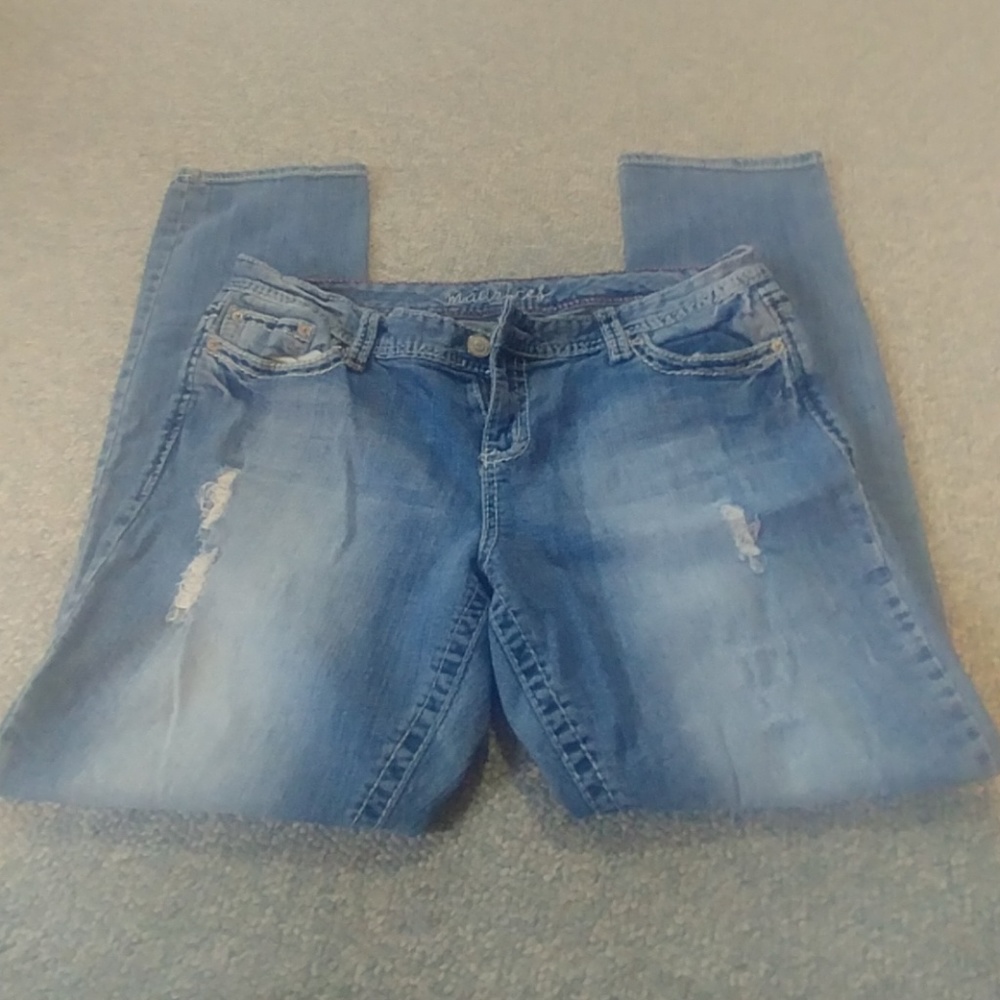 Maurices 13/14 reg distressed blue jeans